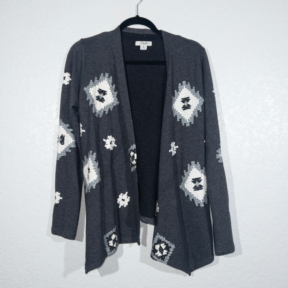 Lucky Bliss x Lucky Brand Gray Aztec Tie Waist Cardigan Size Small
